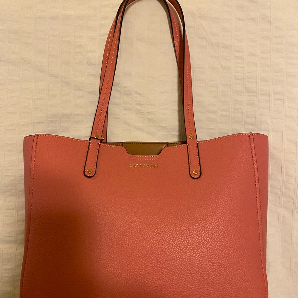 Calvin Klein Pink Textured Leather Tote